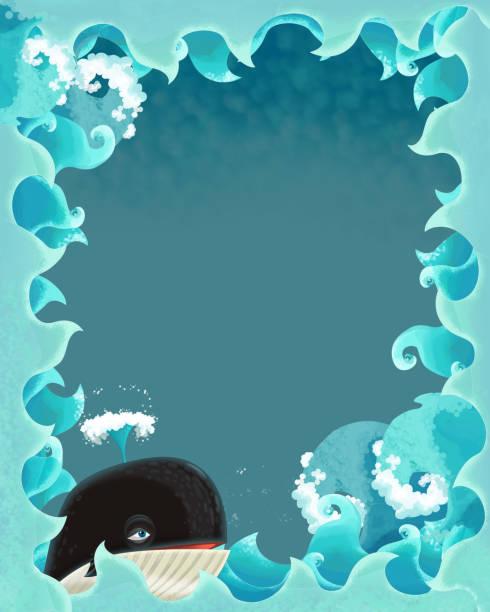 istock cartoon scene with ocean sea frame border with space for text illustration for children 1490421801