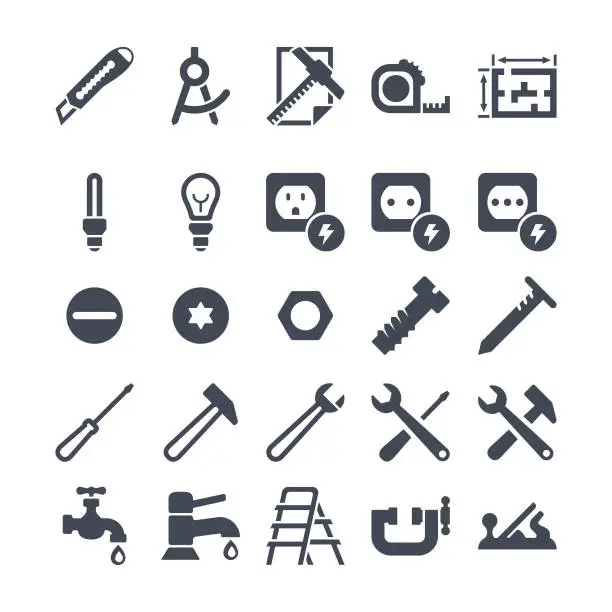 Vector illustration of Construction and Hand Tool icons