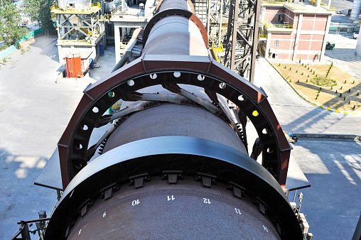 Calcium carbonate turning furnace with large pipe at plant