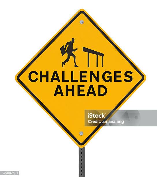 Desafios - Fotografias de stock e mais imagens de Desafio - Desafio, Fundo Branco, Sinal