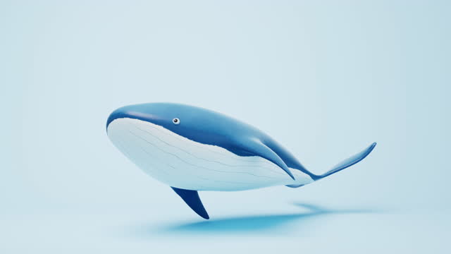 Whale with cartoon style, 3d rendering.
