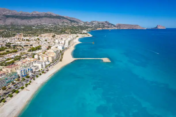 Altea Mediterranean sea beach aerial view in Costa Blanca of Alicante in Spain