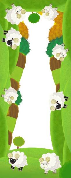 istock cartoon scene with farm animals frame border with space for text illustration for children 1490437535