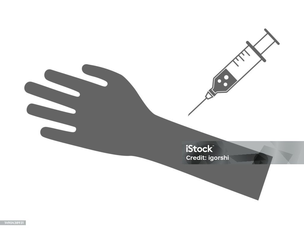 With Hand Injection Icon Hand With Injection Syringe Stock Illustration - Download Image Now ...