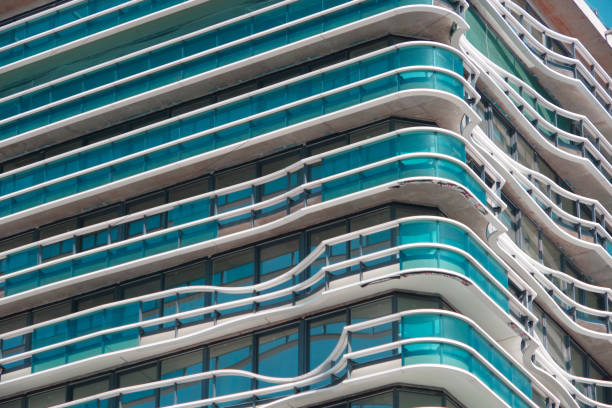 istock Urban background. Blue balconies and windows. 1490440861