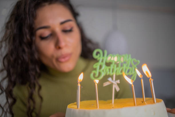 Woman celebrating birthday alone