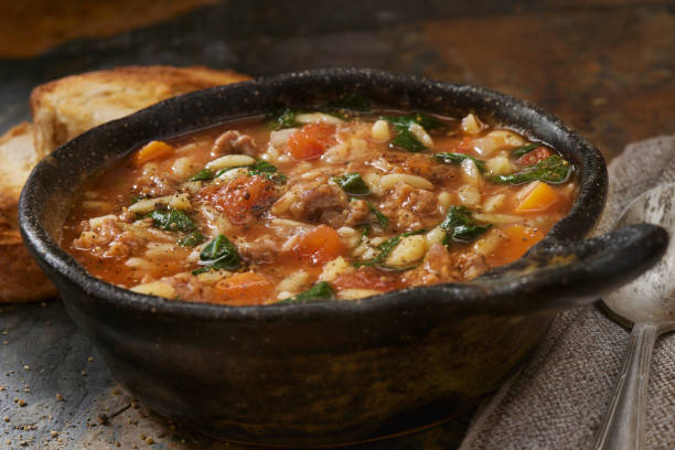 istock Italian Sausage and Spinach Orzo Soup 1490441092