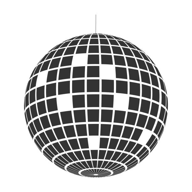 ikona kuli dyskotekowej. lśniąca sfera lustra klubu nocnego. impreza muzyki tanecznej discoball. retro mirrorball w stylu dyskoteki z lat 70. lub 80. na białym tle - disco mirror ball illustrations stock illustrations