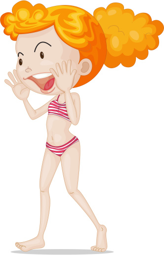 illustration of girl in a swimming costume on a white background