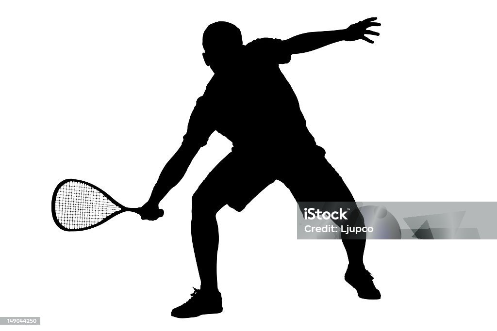 Silhouette von einem squash player - Lizenzfrei Athlet Stock-Foto
