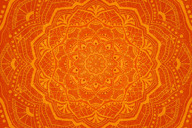 Mandala sobre fondo naranja vivo - foto de stock