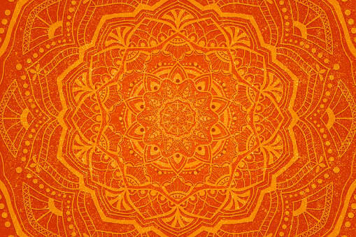 Hand-drawn Mandala on Vivid Orange Background
