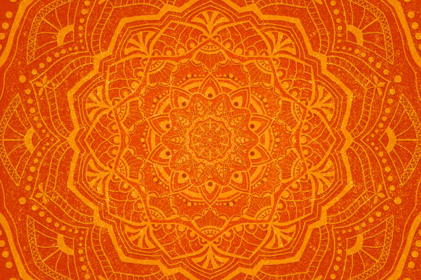 Mandala on Vivid Orange Background - fotografia de stock