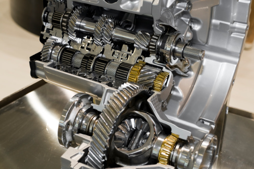 Automotive transmission gearbox with lots of details