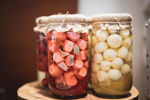 Preserved vegetables in the jars