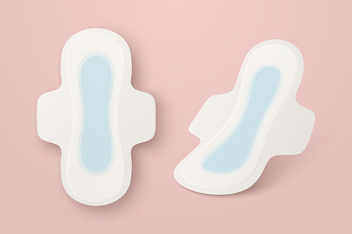 Vector 3d Realistic Menstrual Hygiene Products - Sanitary Pad Icon Set Closeup Isolated. Feminine Hygiene Icons - Sanitary Menstrul Pads, Design Template. Front View.