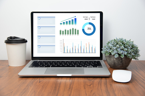 Dashboard insight Data Management System Analysis Key Performance Indicators.Business report marketing, financial organization strategy.