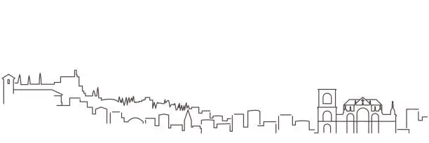 Vector illustration of Granada Dark Line Simple Minimalist Skyline With White Background