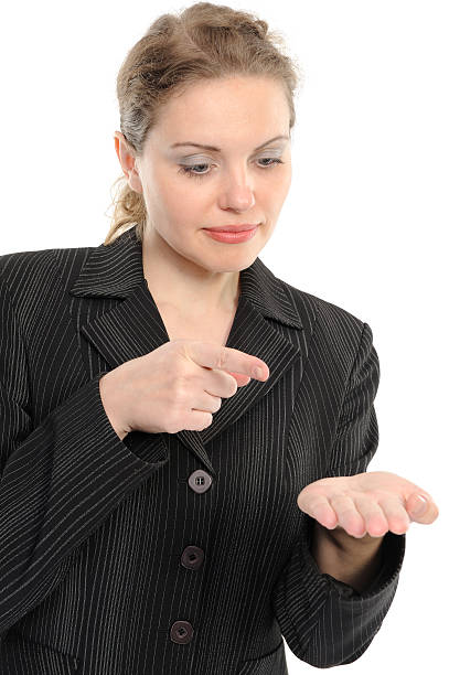 istock Woman pointing out with finger 149045036