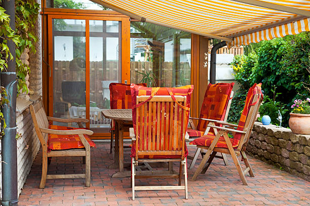 istock Cozily decorated patio with warm, inviting color palette 149045423
