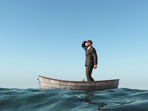 Hombre perdido en un barco photo