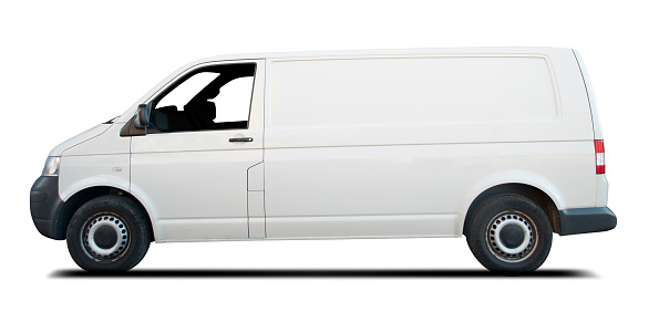 Isolated white van on white
