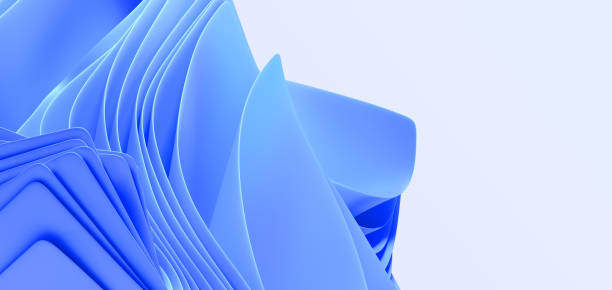 istock Abstract blue layered background 3d render. Folded paper sheets or fabric ribbons with wavy curved edges, modern composition of rolled pages with folds. Fashion wallpaper, banner 1490455237