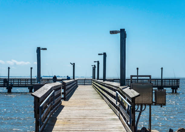 istock Wooden pier with two fishermen 1490456372