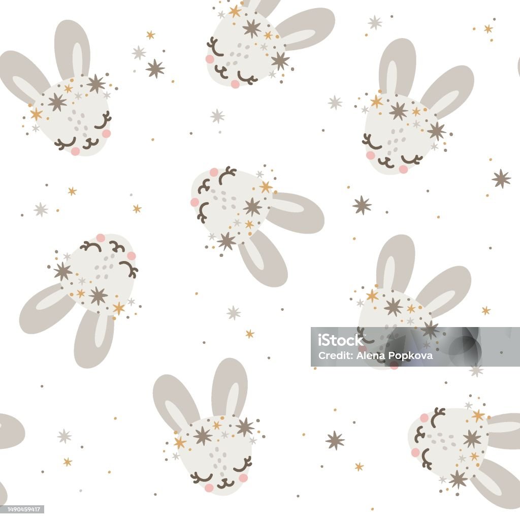Rabbit Face Pattern Examples Print Stock Illustration - Download Image Now - Animal, Animal Body ...