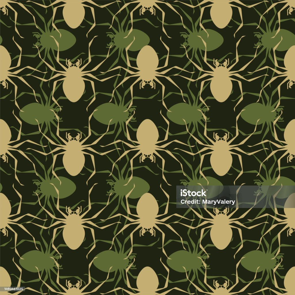 Spider Insect Army Spider Military Pattern Seamless Poisonous Dangerous Insect Army ...