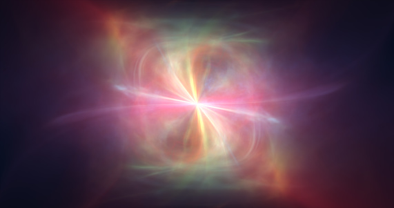 Abstract cosmic multi-colored energy waves glowing background.