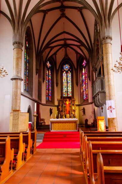 interior of vaduz cathedral, or cathedral of st. florin is a neo-gothic church in vaduz, liechtenstein - 7583 imagens e fotografias de stock