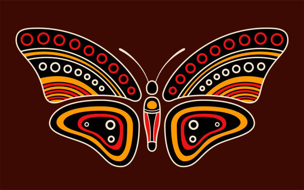蝶。アボリジニのアートスタイル。 - aboriginal art australia indigenous culture点のイラスト素材／クリップアート素材／マンガ素材／アイコン素材