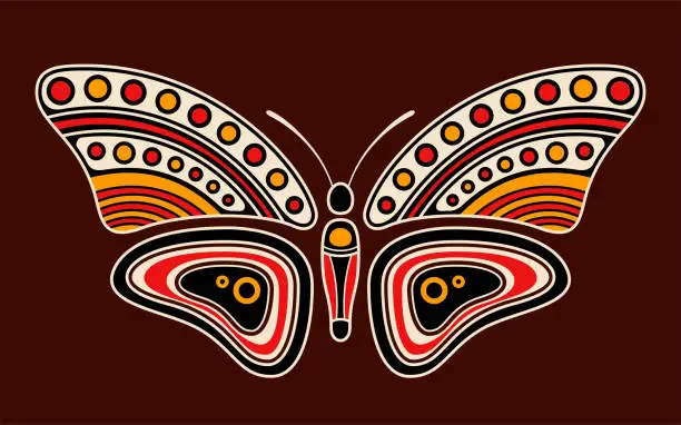 Vector illustration of Butterfly. Aboriginal art style.