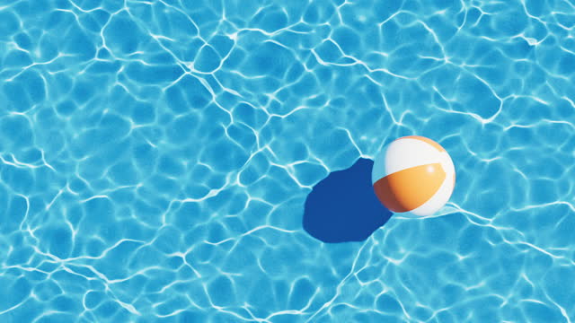 Loop animation of beach ball with wave water, 3d rendering.