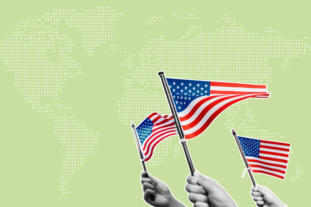 istock Group of People Waving American Flags 1490466950
