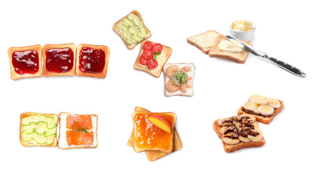 istock Set of different toasts on white background 1490468186