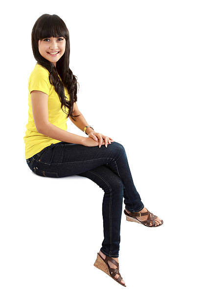 istock Pretty girl sitting on blank space 149047013