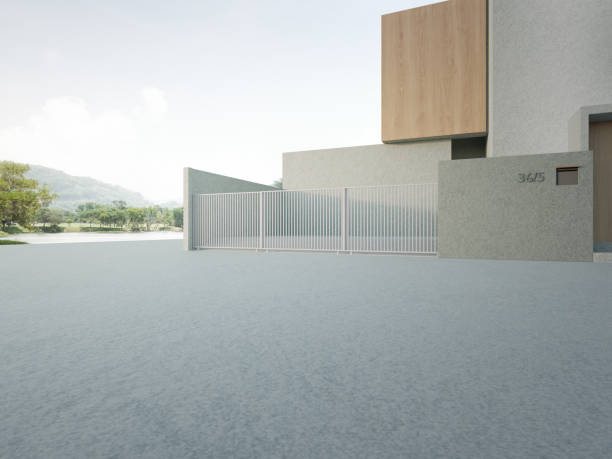 istock House with empty concrete floor for car park. 1490475858
