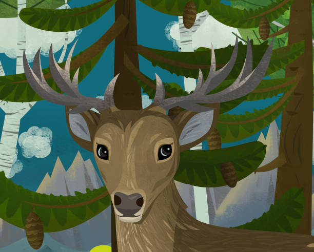 istock cartoon scene nature forest animal deer illustration 1490487344