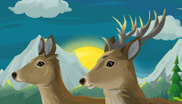 istock cartoon scene nature forest animal deer illustration 1490488156