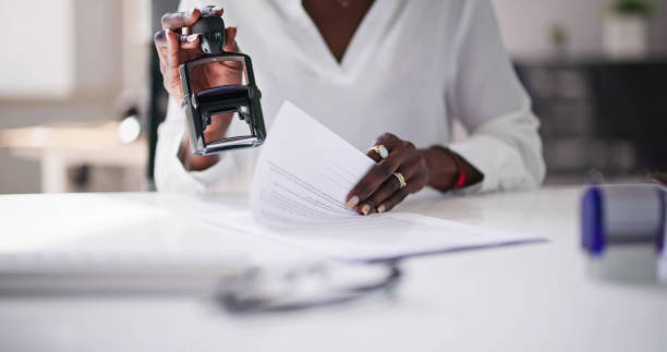 istock Notary Stamp On Contract Paper Or Certificate 1490494953