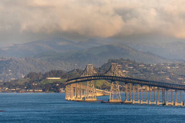 Richmond Bridge California High quality stock photo of the Richmond bridge connection Richmond to San Rafeal from Richmond California. san rafael california stock pictures, royalty-free photos & images