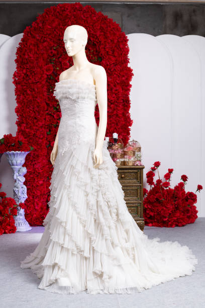 istock Bride wedding dress vintage style in studio 1490498421