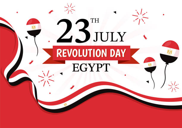 dzień rewolucji w egipcie ilustracja wektorowa 23 lipca z machającą flagą w tle święta narodowego płaskie kreskówki ręcznie rysowane szablony stron docelowych - egypt revolution protest egyptian culture stock illustrations