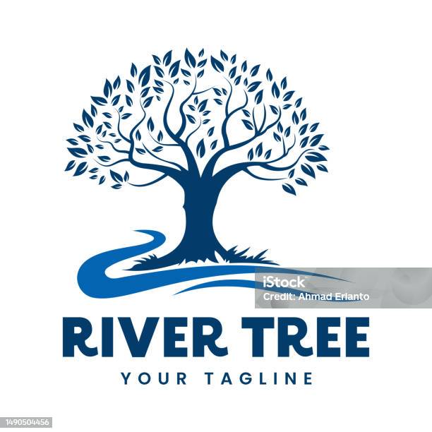 River Life Vector Tree Of Life And River Illustration Vector Design Template Stock ...