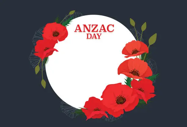 Vector illustration of 25 April each year, Anzac Day is a national memorial day in Australia and New Zealand.