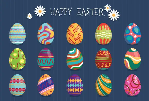 Vector illustration of Easter eggs are decorated eggs that are given to each other to celebrate Easter or spring. March 21 to April 25.