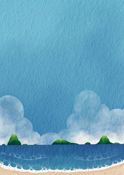 istock tropical beach landscape watercolor illustration for decoration on summer holiday event. 1490507619