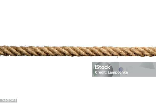 Rope On White Background Stock Photo - Download Image Now - Rope, Twisted, Straight